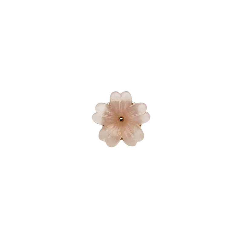 11mm transparent floral resin shirt button, light white/pink, single piece