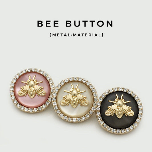 17.5/22.5mm Golden Bee Diamond Metal Dual Tone Buttons 12PCS