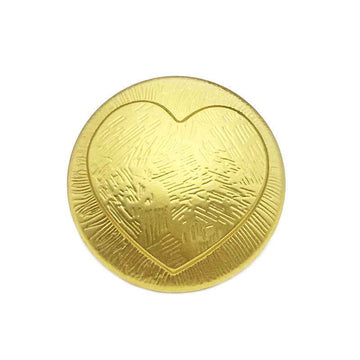 25mm matte gold heart-shaped metal button with textured heart front