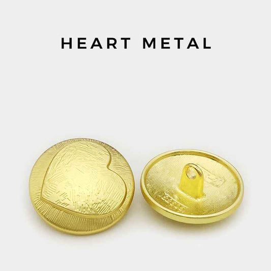 25mm Matte Gold Metal Heart-Shaped Buttons for Women's Coats 20PCS