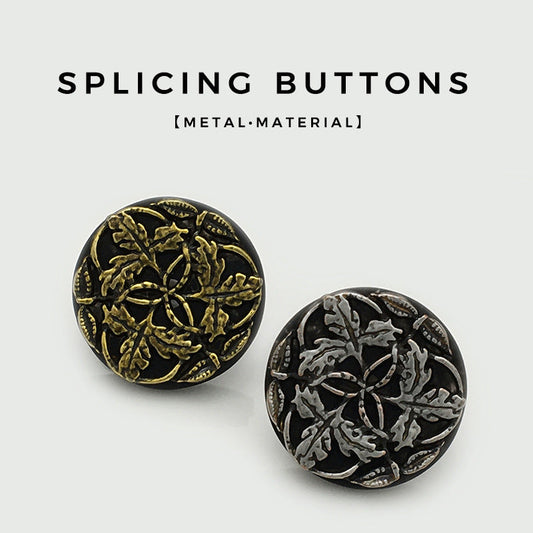 16/21mm Branch Flower Antique Gold Silver Round Resin Metal Buttons 20pcs