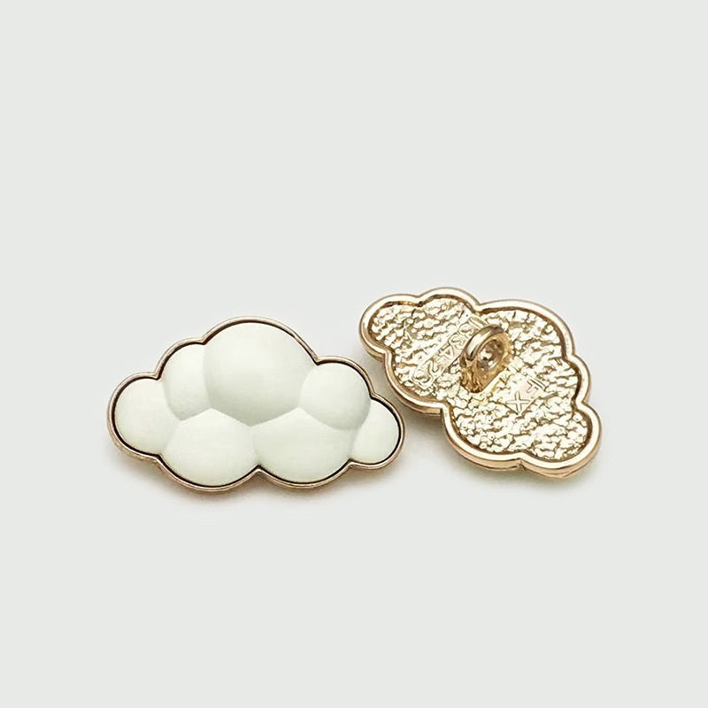 White cloud metal button with shank—front and back views shown