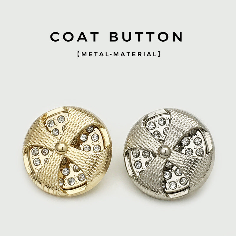Gold and silver round vintage beaded hollow metal buttons with rhinestone floral accents
