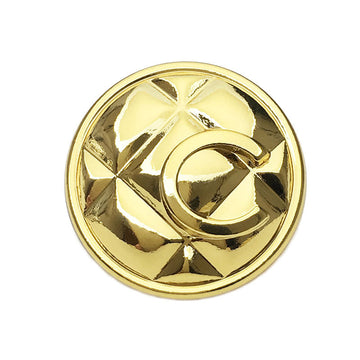 Gold letter C metal button with shank, embossed grid design