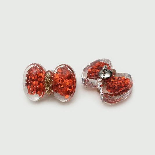 Red Cartoon Glitter Resin Heart Rabbit Flower Buttons 30 Pack(6 Styles)