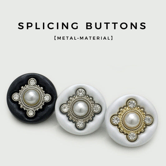 Round Diamond Pearl Four-Leaf Clover Metal Sewing Buttons 12pcs
