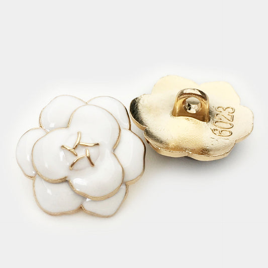 17.5/22.5mm White & Black Rose Floral Metal Buttons for Knitwear 10pcs White