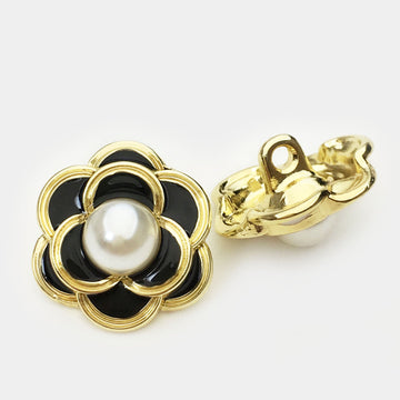 17.5/25mm black knitwear flower pearl metal button with gold frame