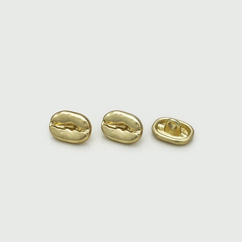 12mm oval concave metal shirt buttons set, gold finish, front and back views