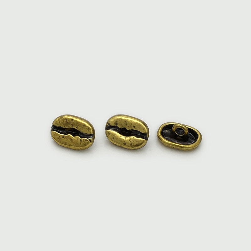 12mm oval concave metal shirt buttons, antique gold finish, front and back with loop