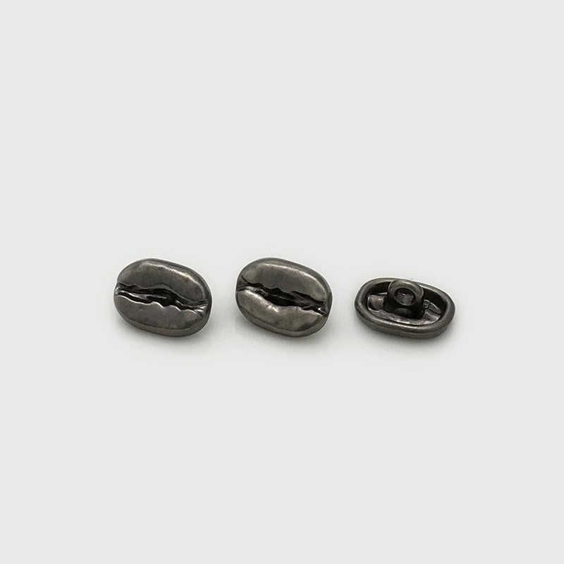 12mm oval concave metal shirt buttons, antique silver finish, front and back views