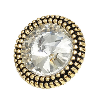 Kristall-Diamant runder Metallknopf, goldfarbener Rand mit Strass-Fassung