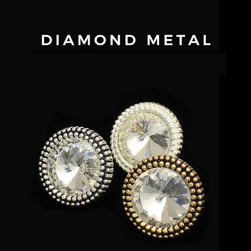 Kristall-Diamant Metallknöpfe mit Strass-Fassung, silber- und goldfarbener Optik