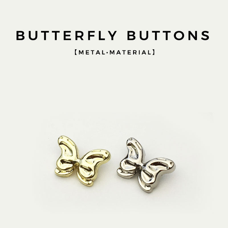 Botones mariposa metálicos: 1 dorado y 1 plateado, tipo camisa, 11/15/21 mm