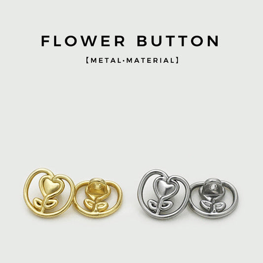 17.5/22.5mm Gold & Silver Heart Tulip Metal Buttons 12pcs