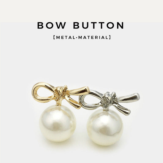 23mm Gold & Silver French Bow Knot Pearl Metal Buttons 12PCS