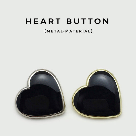 11/17.5/20mm Black Heart-Shaped Metal Buttons 20pcs 2 Mixed Colors