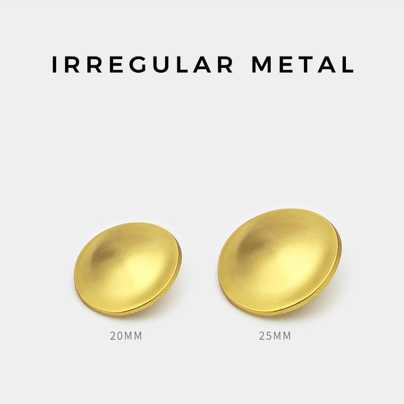 Frosted gold raised metal buttons: 20mm and 25mm round domed fronts