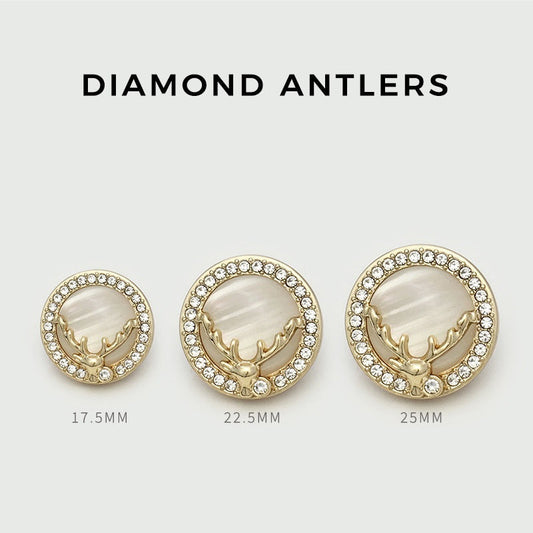 17.5/22.5/25mm Round Deer with Diamond Metal Coat Buttons 10pcs