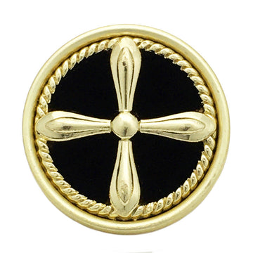 Retro Kreuz Samt-Metallknopf, goldfarben, schwarzer Einsatz, Ø17.5–25mm, 10 Stk.