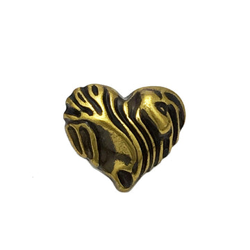 Antique-Gold Herz Metallknopf mit dunklem Gravurmuster