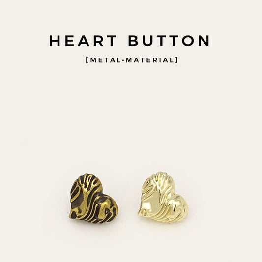 11mm Antique Gold Heart Metal Buttons 30PCS