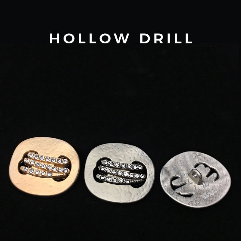 Gold and silver diamond rhinestone buttons plus reverse side metal with hole opening