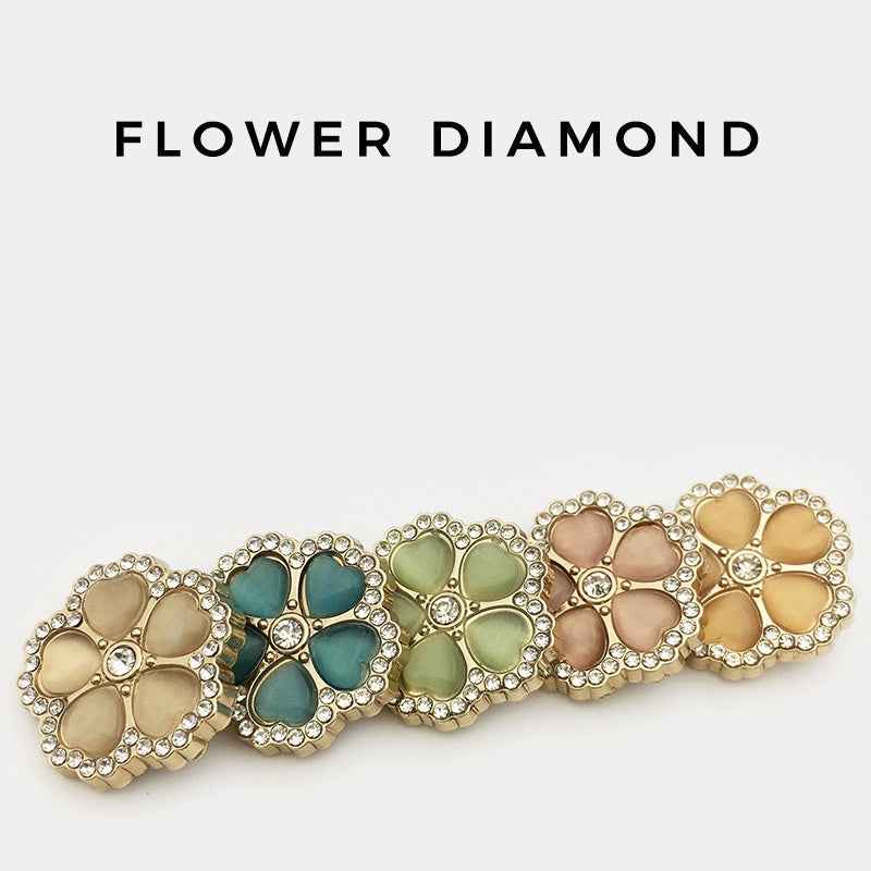 25mm Flower diamond metal buttons, assorted colors: beige, pink, khaki, green
