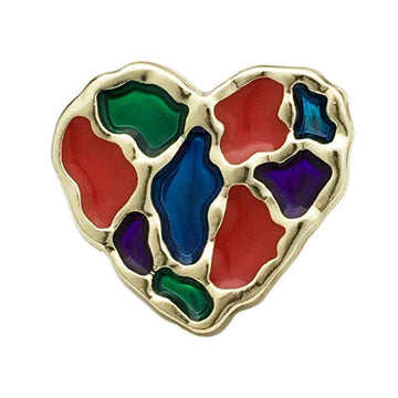 Heart-shaped enamel buttons set, multicolor red, blue, green, purple, 18mm