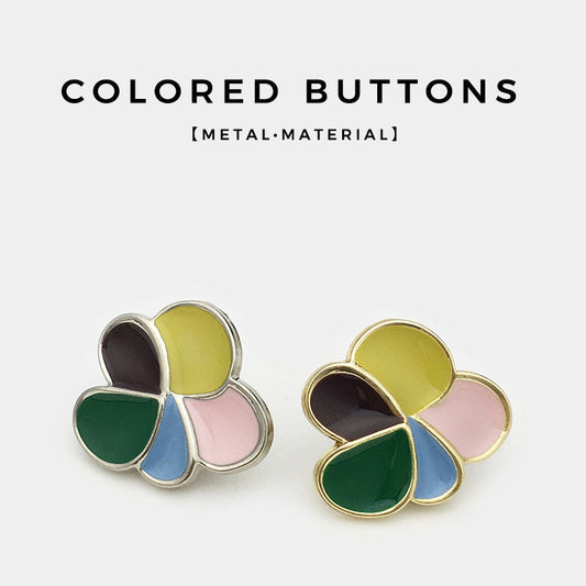 17.5/22.5mm Irregular Colorful Flower Metal Buttons 12pcs