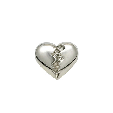Silver heart-shaped metal shirt button with shank detail, 11mm