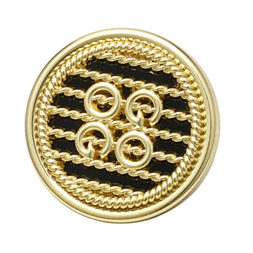 Gold double-circle metal buttons, black center, 17.5/20/22.5mm, 20pcs