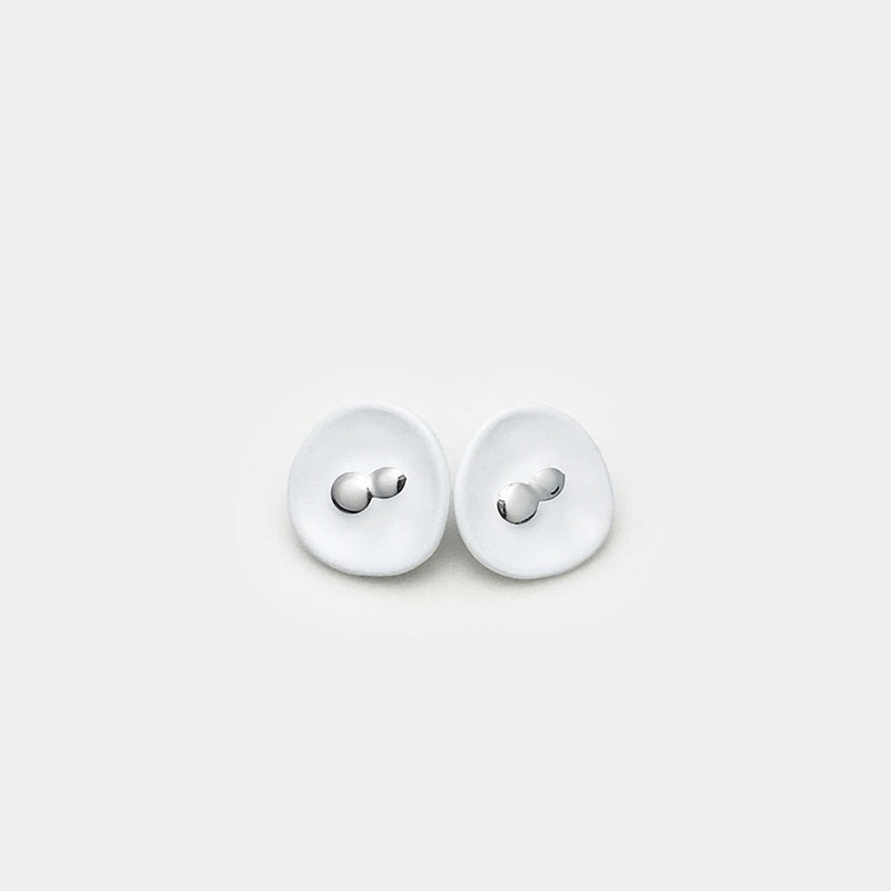 2x 12,5mm konkave Metallknöpfe, weiß, mit Metallösen