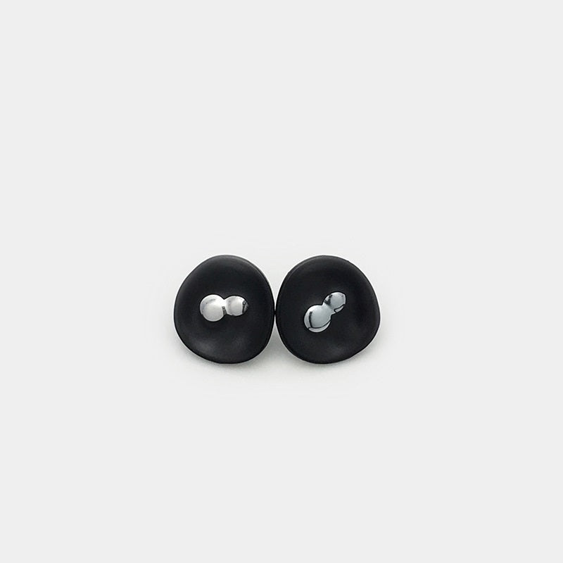 2x 12,5mm konkave Metallknöpfe, schwarz, mit Metallösen