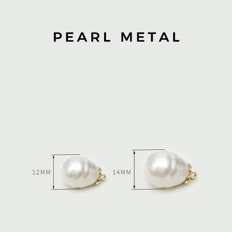 White pearl sewing buttons with gold shank loops, 12mm and 14mm