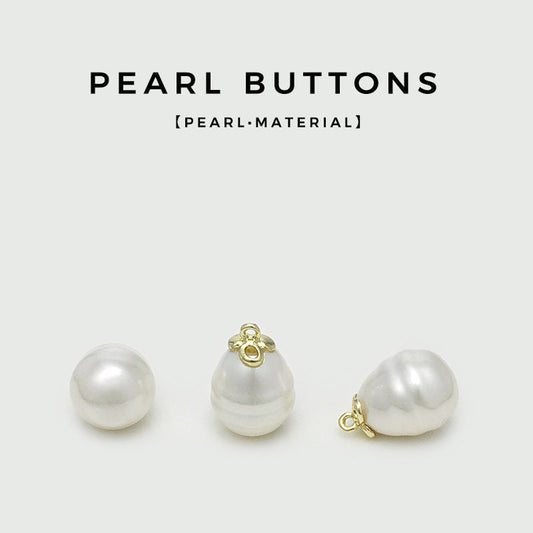12/14mm White Irregular Pearl Sewing Buttons with Shank 12PCS