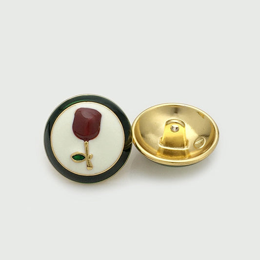 15/17.5mm Rose Pattern Metal Flower Shank Buttons 10pcs
