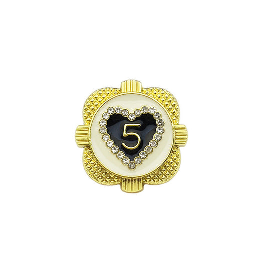 17.5/22.5mm Heart-Shaped Diamond Gold Metal Buttons 12pcs