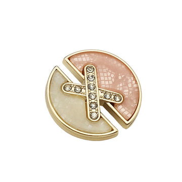 Diamant-X Metallknopf, goldfarben, rosa Einsatz mit Strass-Kreuz, 17.5–25mm