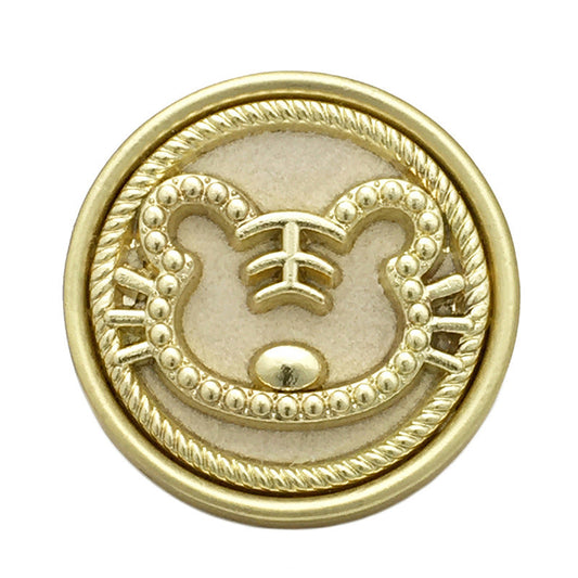 25mm Round Velvet Metal Cartoon Tiger Buttons 10pcs