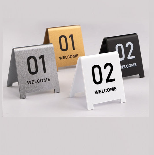 Acrylic V-Shape Table Number Cards | Double-Sided Stand | Numbers 01–99 | Set of 5