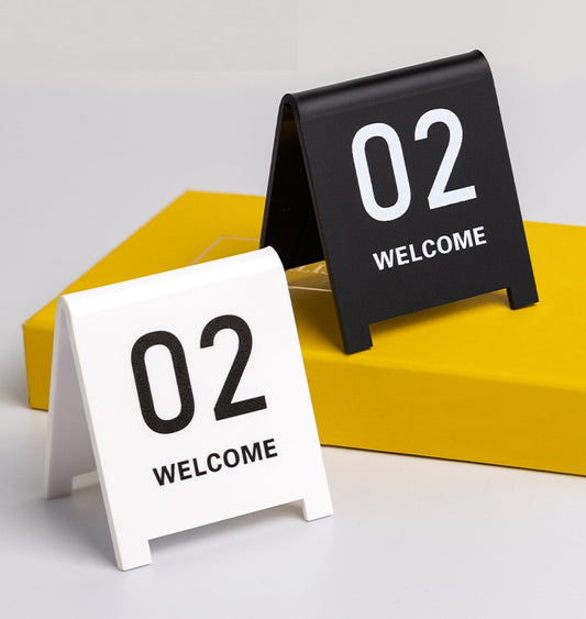 Acrylic V-Shape Table Number Cards | Double-Sided Stand | Numbers 01–99 | Set of 5