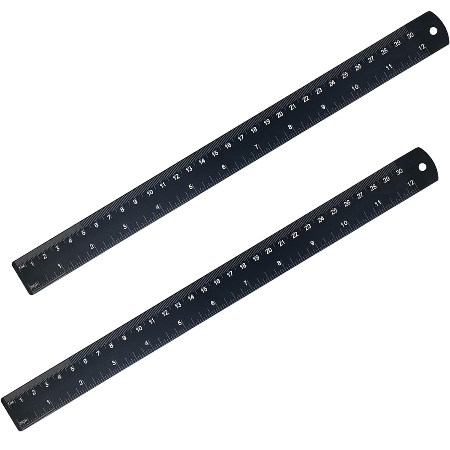 Aluminum Metal Ruler 12 inch with Metric and Imperial Measurement 2 Pack