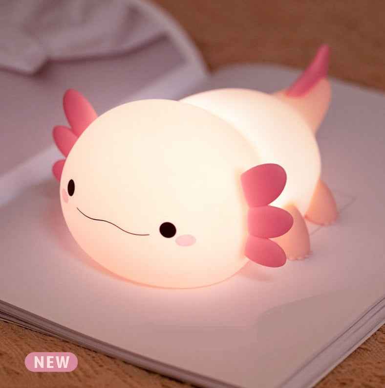 Pink Axolotl Silicone LED Night Light for Kids