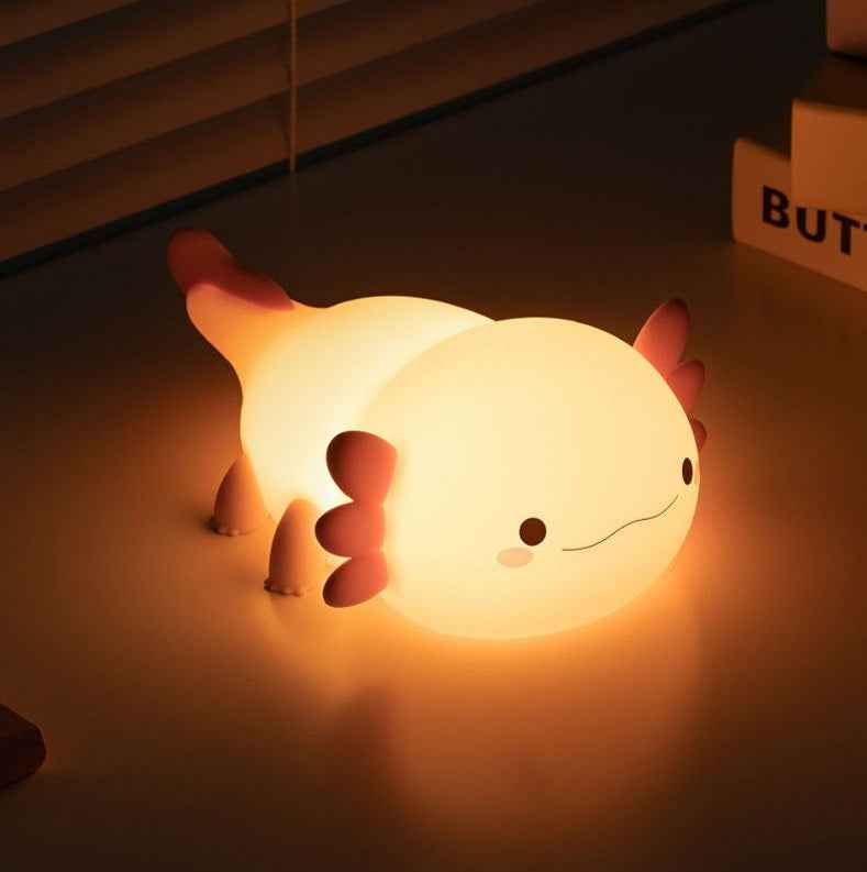 Pink Axolotl Silicone LED Night Light for Kids