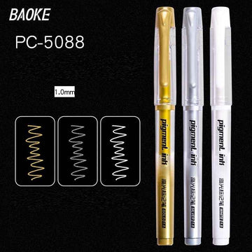 BAOKE PC-5088 Pigment Ink Gold/Silver/White Gel Pens 1.0mm