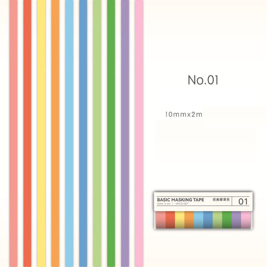 40-rol Washi Tape set snoepkleuren, pasteltinten en minimalistische patronen