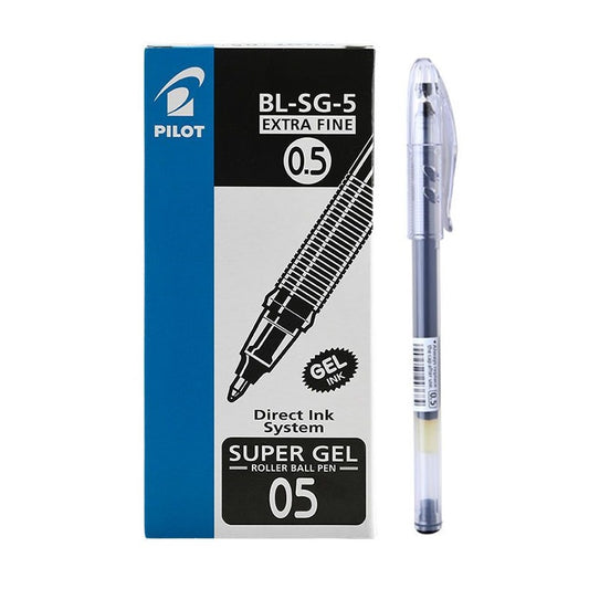 Pilot Super Gel Ballpoint Pen BL-SG-5 | Bullet Tip | Pack of 12 (Black / Blue / Red) Black