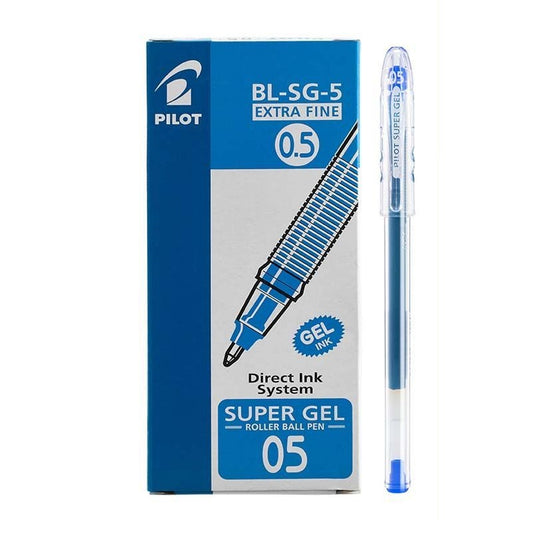 Pilot Super Gel Ballpoint Pen BL-SG-5 | Bullet Tip | Pack of 12 (Black / Blue / Red) Blue