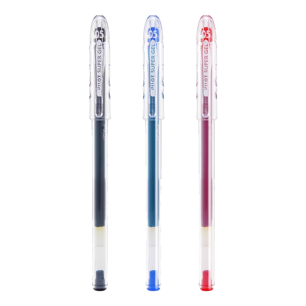 Pilot Super Gel Ballpoint Pen BL-SG-5 | Bullet Tip | Pack of 12 (Black / Blue / Red)